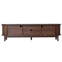TV Media Cabinet, Fluted Sliding Doors, Drop Down Door, Dark Brown 67 Inch - BM355196