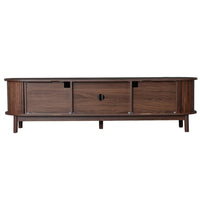 TV Media Cabinet, Fluted Sliding Doors, Drop Down Door, Dark Brown 67 Inch - BM355196