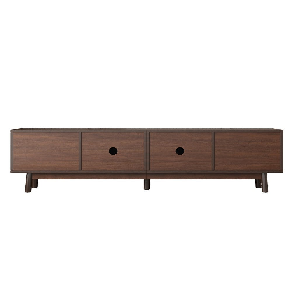 TV Media Cabinet, Rattan Sliding Doors, 2 Drawers, Dark Brown 71 Inch - BM355197