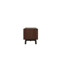 TV Media Cabinet, Rattan Sliding Doors, 2 Drawers, Dark Brown 71 Inch - BM355197