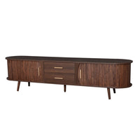 TV Media Cabinet, Fluted Sliding Doors, 2 Drawers, Dark Brown 71 Inch - BM355198