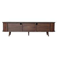 TV Media Cabinet, Fluted Sliding Doors, 2 Drawers, Dark Brown 71 Inch - BM355198