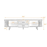 TV Media Cabinet, Fluted Sliding Doors, 2 Drawers, Dark Brown 71 Inch - BM355198