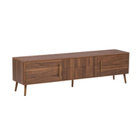 TV Media Cabinet, 2 Doors, Vertical Ribbed Drawers, Walnut Brown 71 Inch - BM355199