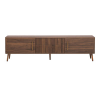 TV Media Cabinet, 2 Doors, Vertical Ribbed Drawers, Walnut Brown 71 Inch - BM355199