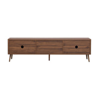 TV Media Cabinet, 2 Doors, Vertical Ribbed Drawers, Walnut Brown 71 Inch - BM355199