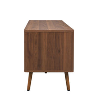 TV Media Cabinet, 2 Doors, Vertical Ribbed Drawers, Walnut Brown 71 Inch - BM355199