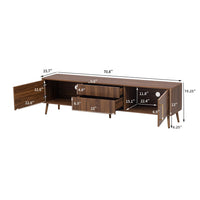 TV Media Cabinet, 2 Doors, Vertical Ribbed Drawers, Walnut Brown 71 Inch - BM355199