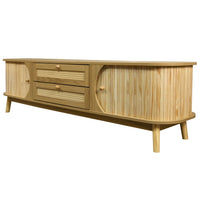 Vayu TV Media Cabinet, 2 Sliding Doors, 2 Drawers, Natural Brown 67 Inch - BM355201