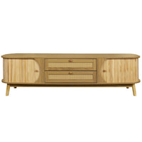 Vayu TV Media Cabinet, 2 Sliding Doors, 2 Drawers, Natural Brown 67 Inch - BM355201