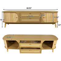 Vayu TV Media Cabinet, 2 Sliding Doors, 2 Drawers, Natural Brown 67 Inch - BM355201