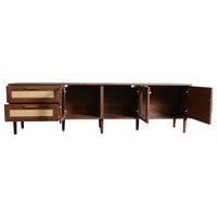 TV Media Cabinet w LED, Music Mode, Arch Glass Doors, Dark Brown 71 Inch - BM355202