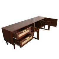 TV Media Cabinet w LED, Music Mode, Arch Glass Doors, Dark Brown 71 Inch - BM355202
