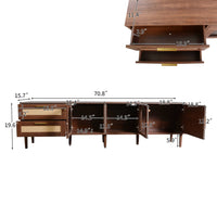 TV Media Cabinet w LED, Music Mode, Arch Glass Doors, Dark Brown 71 Inch - BM355202