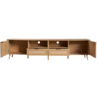 Yumi TV Media Cabinet, Rattan Doors w Drawers, Natural Brown 79 Inch - BM355204