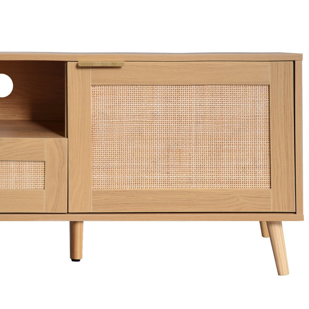Yumi TV Media Cabinet, Rattan Doors w Drawers, Natural Brown 79 Inch - BM355204