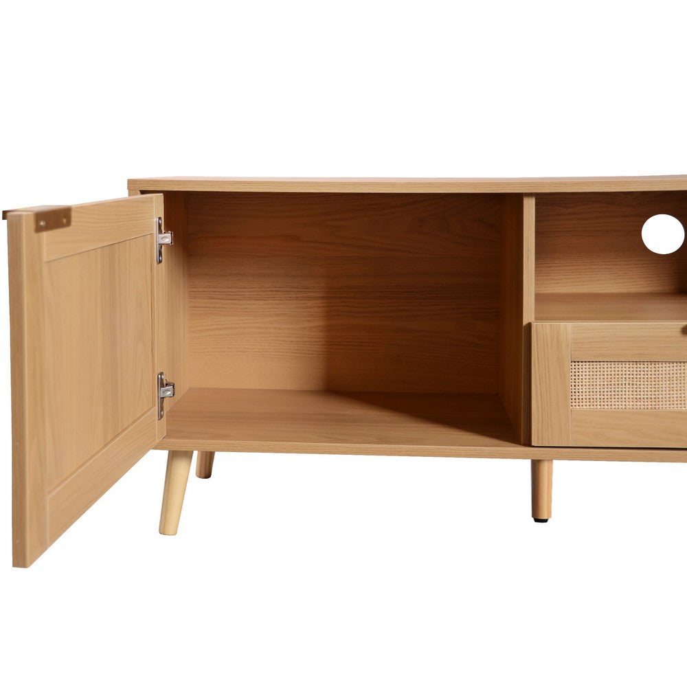 Yumi TV Media Cabinet, Rattan Doors w Drawers, Natural Brown 79 Inch - BM355204