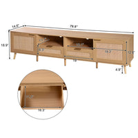 Yumi TV Media Cabinet, Rattan Doors w Drawers, Natural Brown 79 Inch - BM355204