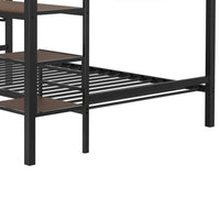 Eso Full Over Twin Bunk Bed, Desk, Storage Shelves, Black Metal, Cinnamon Oak - BM355211