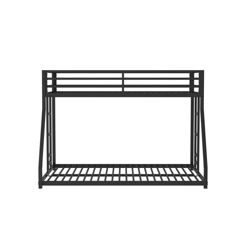 Ady Twin Over Full Bunk Bed, Ladder and Guardrails, Black Metal Frame - BM355212