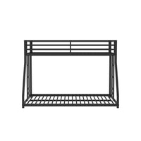 Ady Twin Over Full Bunk Bed, Ladder and Guardrails, Black Metal Frame - BM355212