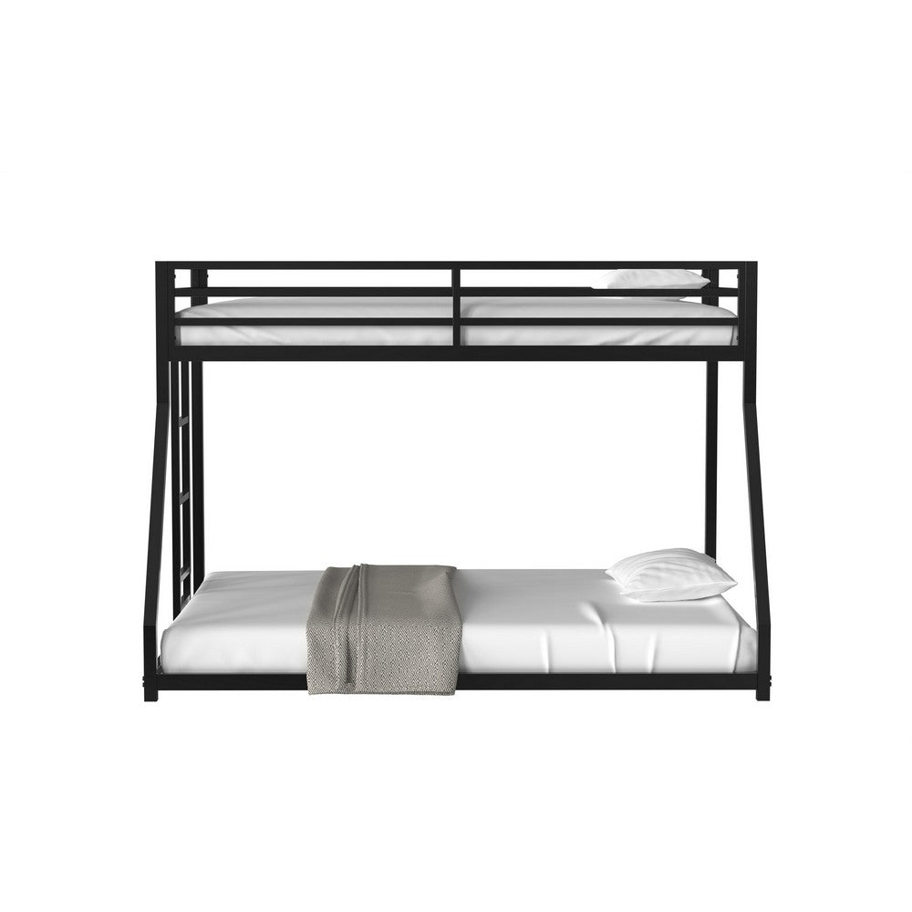 Ady Twin Over Full Bunk Bed, Ladder and Guardrails, Black Metal Frame - BM355212