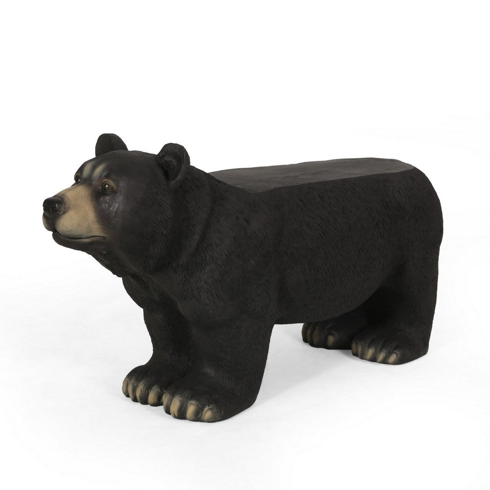 Bruno Bear Outdoor Bench, Matte Black Concrete, Single Seat, 32 Inch - BM355213