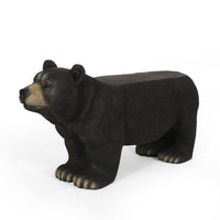 Bruno Bear Outdoor Bench, Matte Black Concrete, Single Seat, 32 Inch - BM355213
