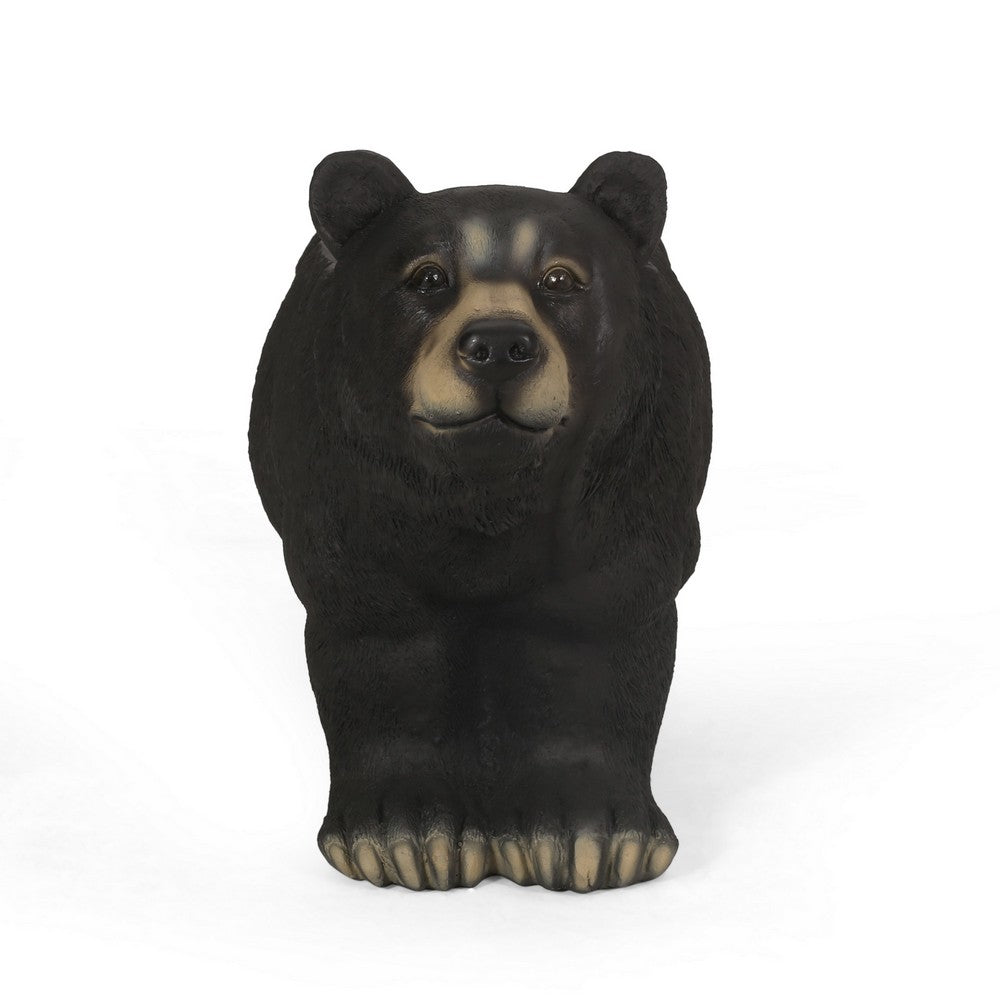 Bruno Bear Outdoor Bench, Matte Black Concrete, Single Seat, 32 Inch - BM355213