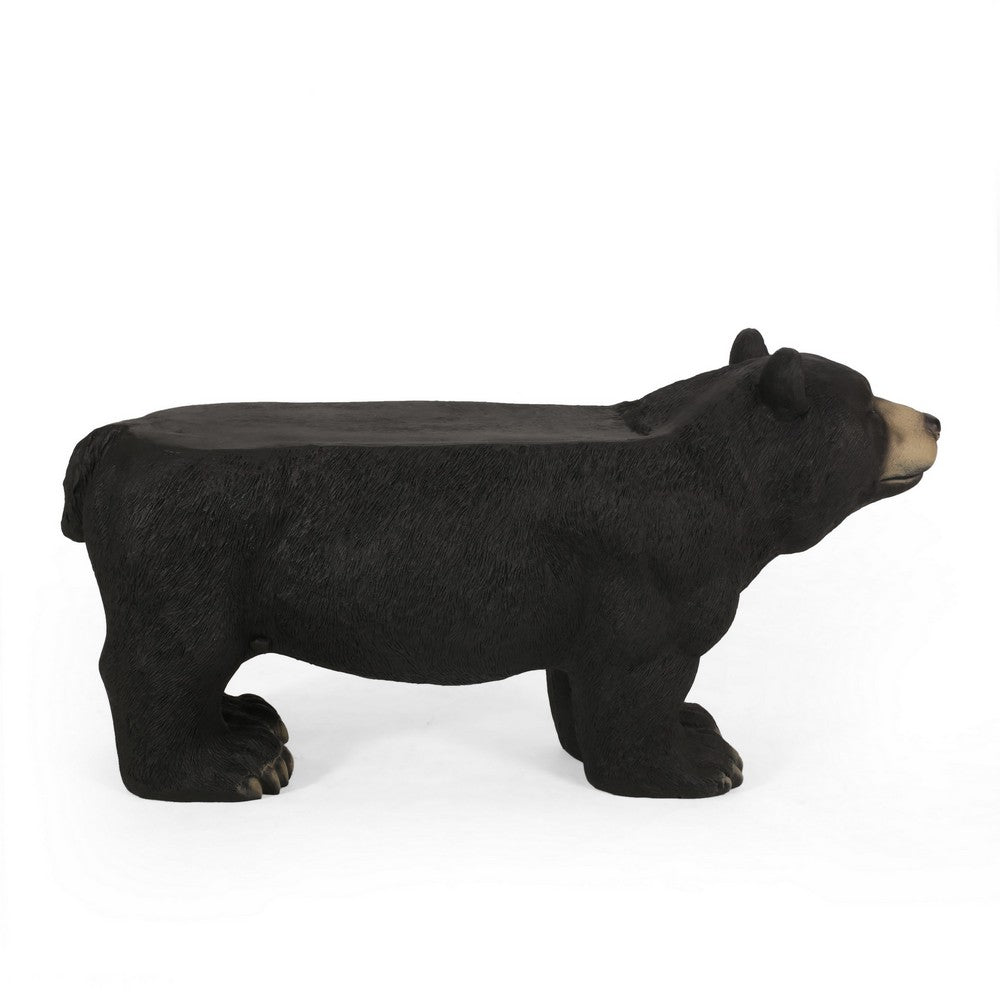 Bruno Bear Outdoor Bench, Matte Black Concrete, Single Seat, 32 Inch - BM355213