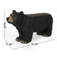 Bruno Bear Outdoor Bench, Matte Black Concrete, Single Seat, 32 Inch - BM355213