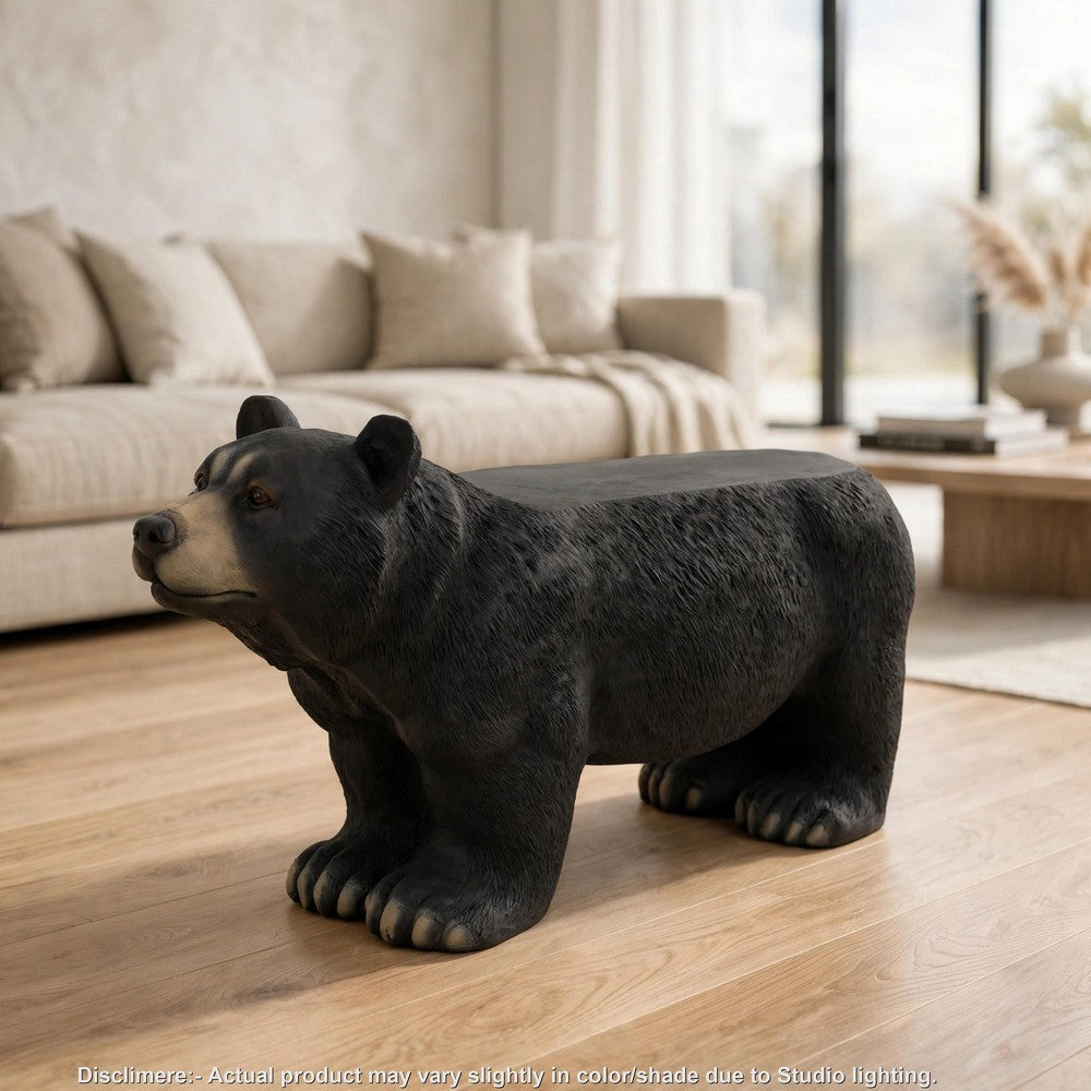 Bruno Bear Outdoor Bench, Matte Black Concrete, Single Seat, 32 Inch - BM355213