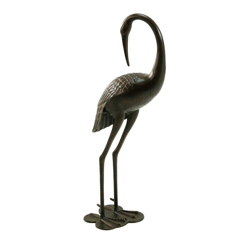 Suol Outdoor Decorative Crane Sculpture, 39 Inch, Shiny Copper Finish Statue - BM355214