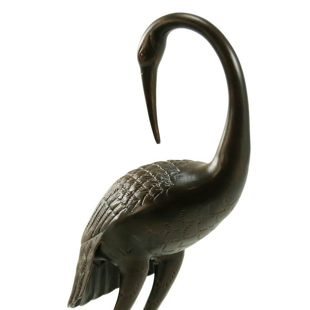 Suol Outdoor Decorative Crane Sculpture, 39 Inch, Shiny Copper Finish Statue - BM355214
