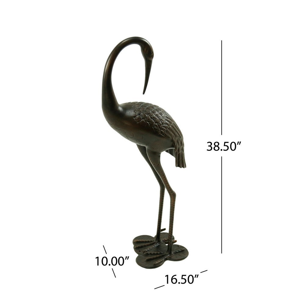 Suol Outdoor Decorative Crane Sculpture, 39 Inch, Shiny Copper Finish Statue - BM355214