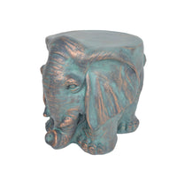 Decorative Elephant Garden Stool, Concrete, Copper Patina Finish, 13 Inch - BM355215