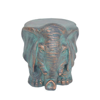 Decorative Elephant Garden Stool, Concrete, Copper Patina Finish, 13 Inch - BM355215