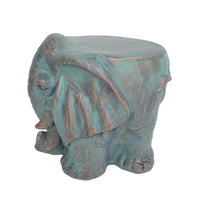 Decorative Elephant Garden Stool, Concrete, Copper Patina Finish, 13 Inch - BM355215
