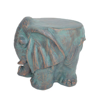 Decorative Elephant Garden Stool, Concrete, Copper Patina Finish, 13 Inch - BM355215