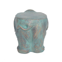 Decorative Elephant Garden Stool, Concrete, Copper Patina Finish, 13 Inch - BM355215