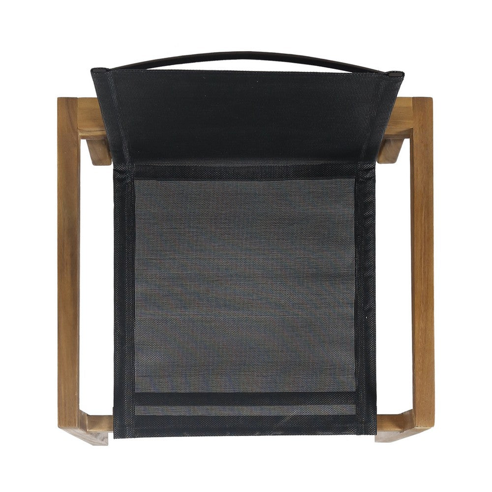 Feso Dining Chair Set of 2, Gray Mesh Seat, Brown Teak Wood Frame - BM355217