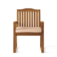 Kristi Outdoor Armchair Set of 2, Slatted Back, Brown, Cream Cushions - BM355218