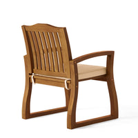 Kristi Outdoor Armchair Set of 2, Slatted Back, Brown, Cream Cushions - BM355218