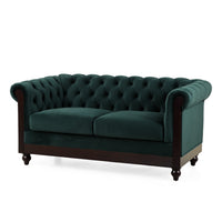 Veso Chesterfield Loveseat, Tufted Velvet, Forest Green, 60 Inch - BM355219