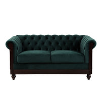 Veso Chesterfield Loveseat, Tufted Velvet, Forest Green, 60 Inch - BM355219