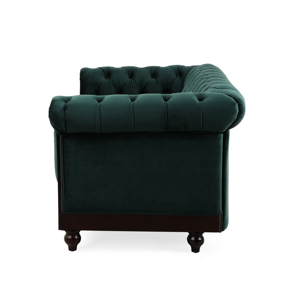 Veso Chesterfield Loveseat, Tufted Velvet, Forest Green, 60 Inch - BM355219