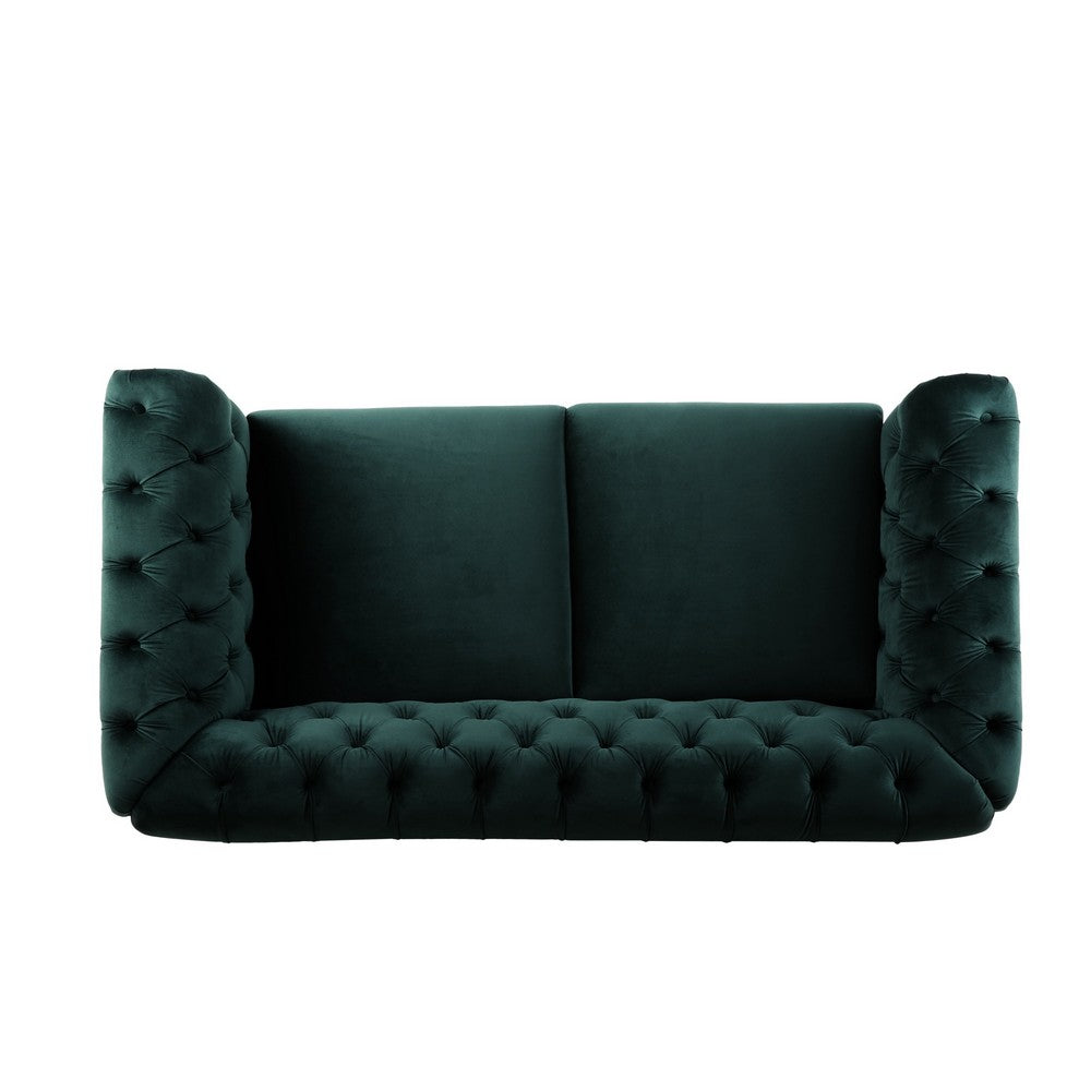 Veso Chesterfield Loveseat, Tufted Velvet, Forest Green, 60 Inch - BM355219