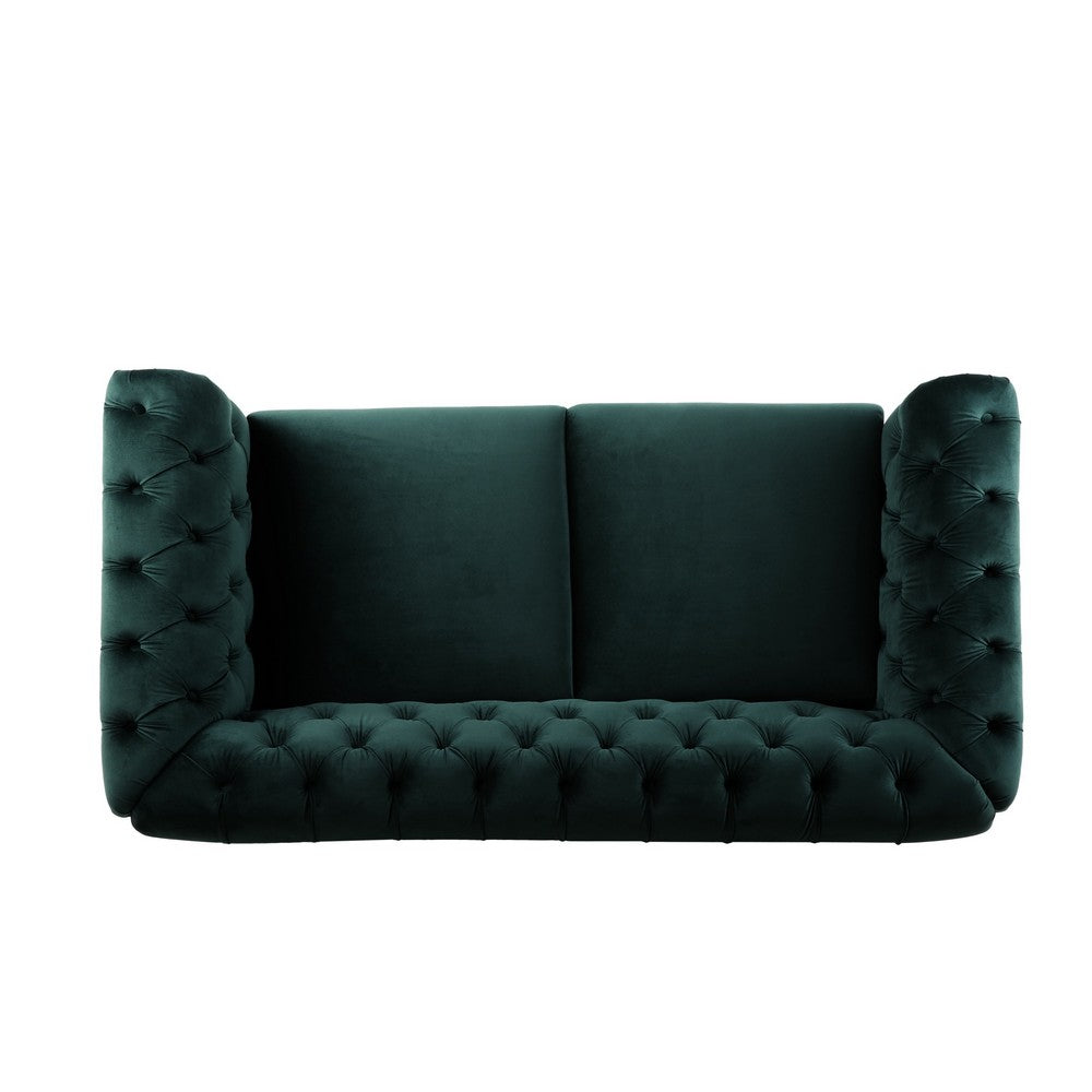 Veso Chesterfield Loveseat, Tufted Velvet, Forest Green, 60 Inch - BM355219