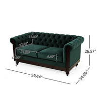 Veso Chesterfield Loveseat, Tufted Velvet, Forest Green, 60 Inch - BM355219