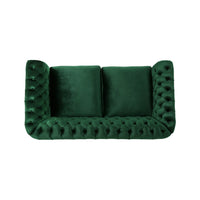 Chesterfield Loveseat, Tufted Velvet, Rolled Arms, Emerald Green, 62 Inch - BM355220